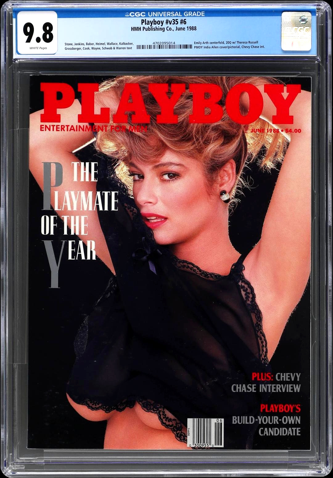 CGC 9.8 (“NM/M”) PLAYBOY v35 #6 JUNE 1988 INDIA ALLEN PMOY COVER TOP POP 1/1