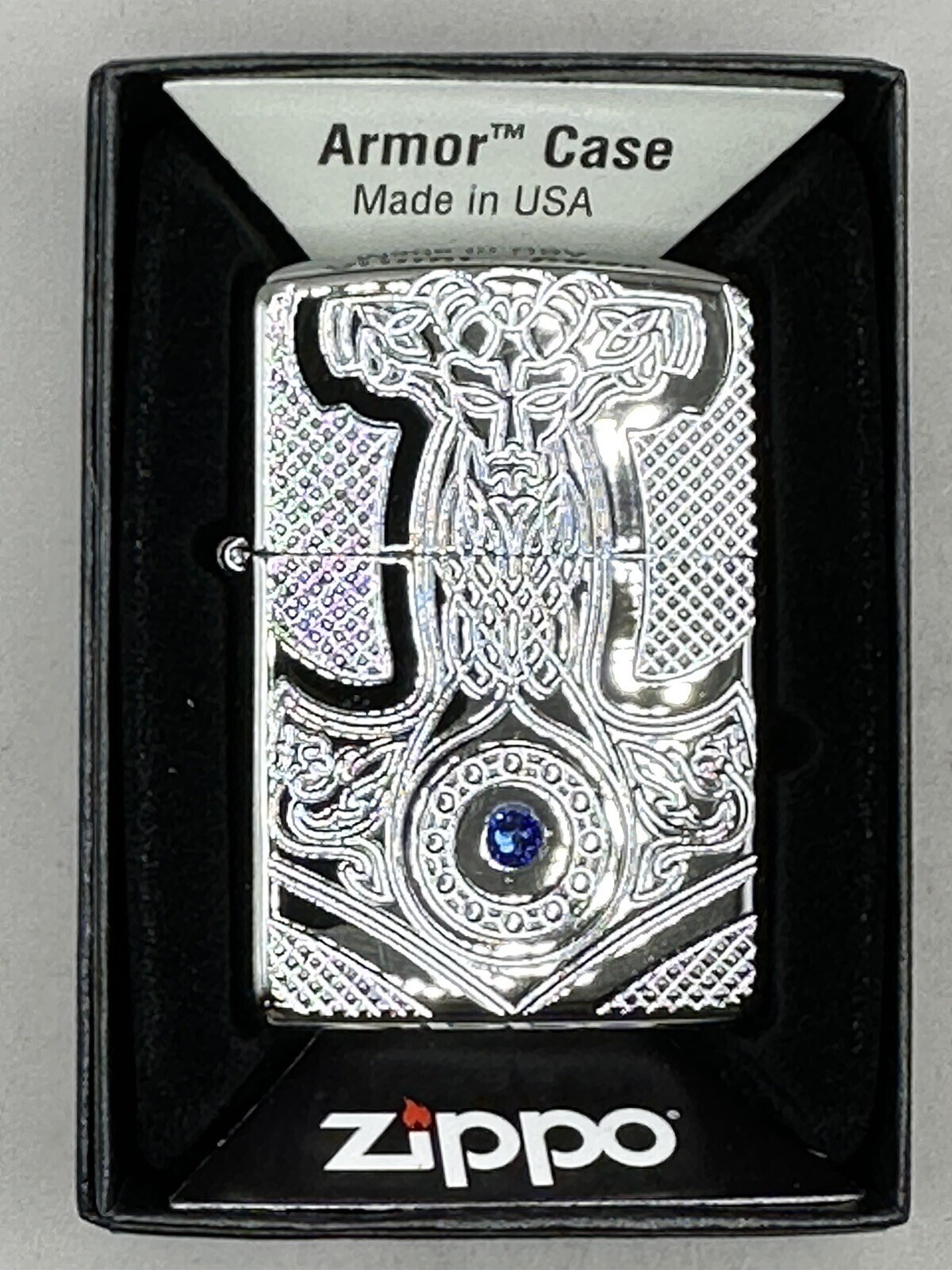 Medieval Deep Carved Design High Polish Chrome Armor Zippo Lighter NEW 49289