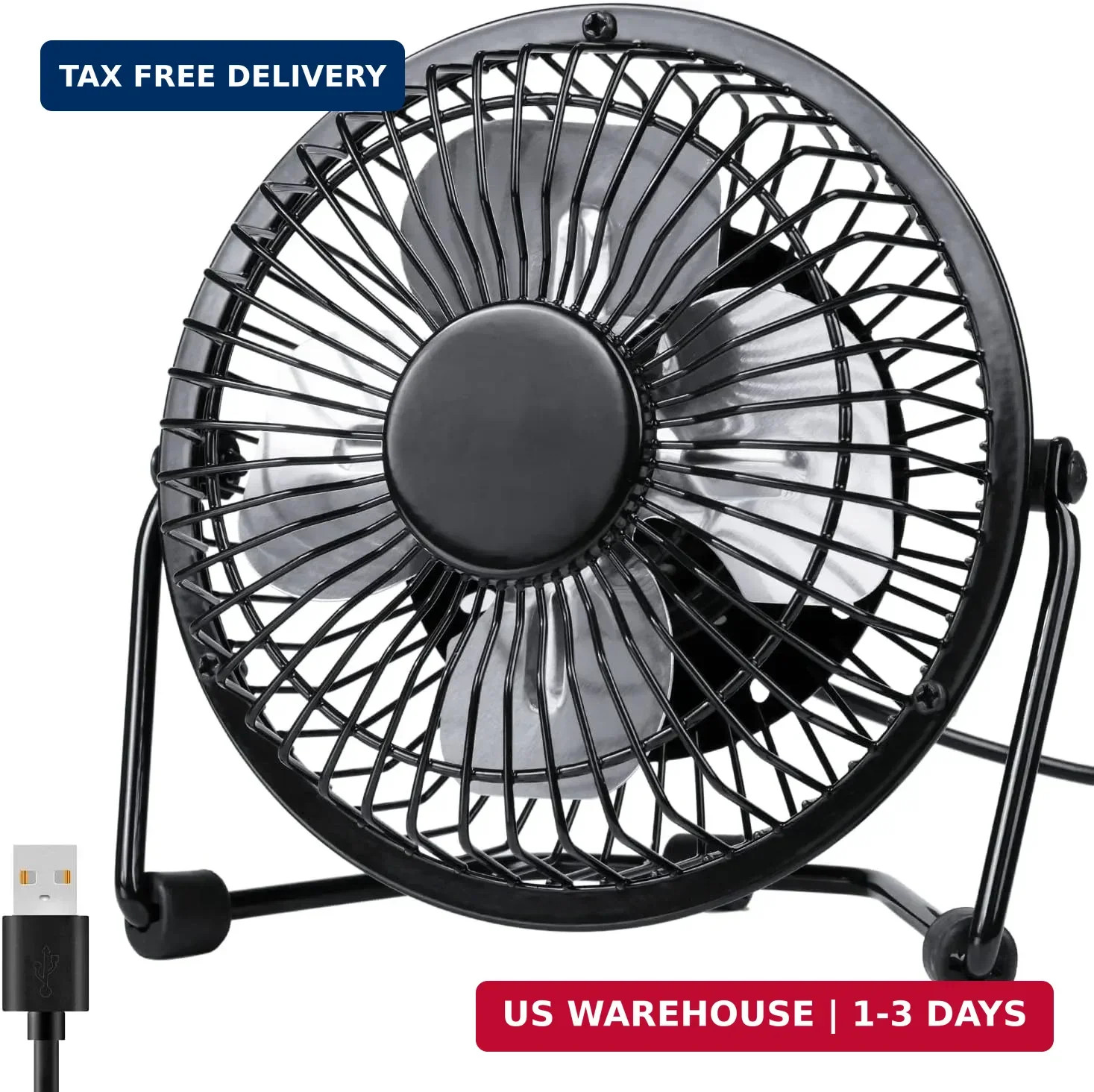Zuvas Desk Fan Quiet Small USB Fan 360° Rotation Portable Table Fan 2 Speed Mini