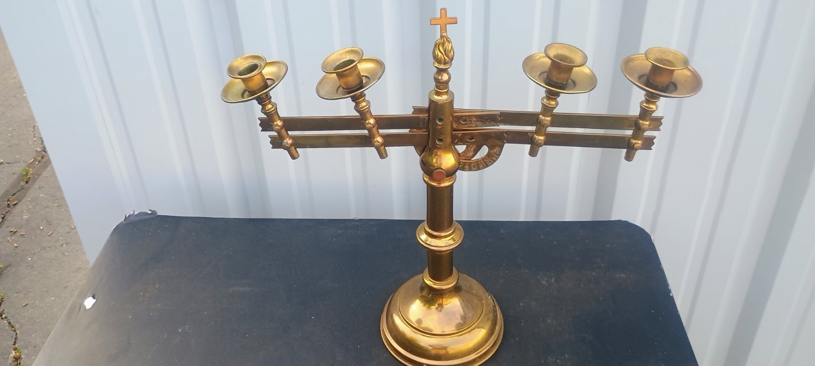 4 Candle Adjustable Church Candelabra VTG Adjustable Arms Heavy No Makers Mark