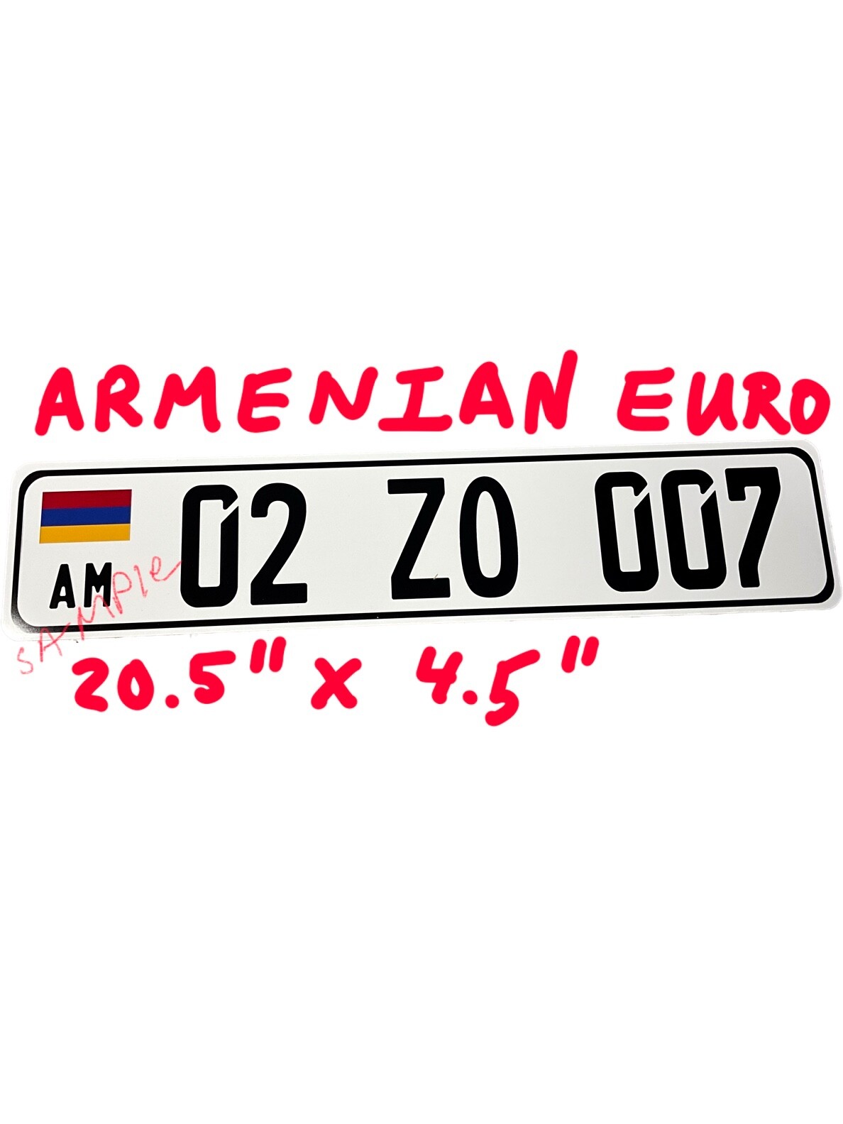 Armenian European EEC Aluminum License Plate Custom Personalized Armenia