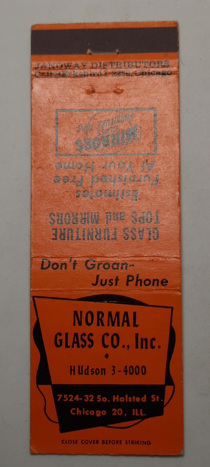 Matchbook Cover – IL Chicago – Normal Glass Co.