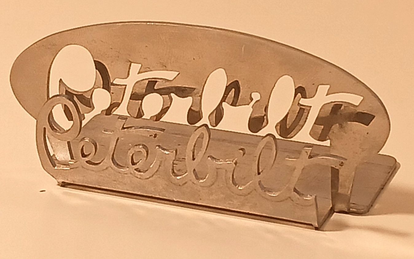 Peterbilt Script Logo Emblem Hood Ornament Semi Truck Chrome Vintage Nameplate