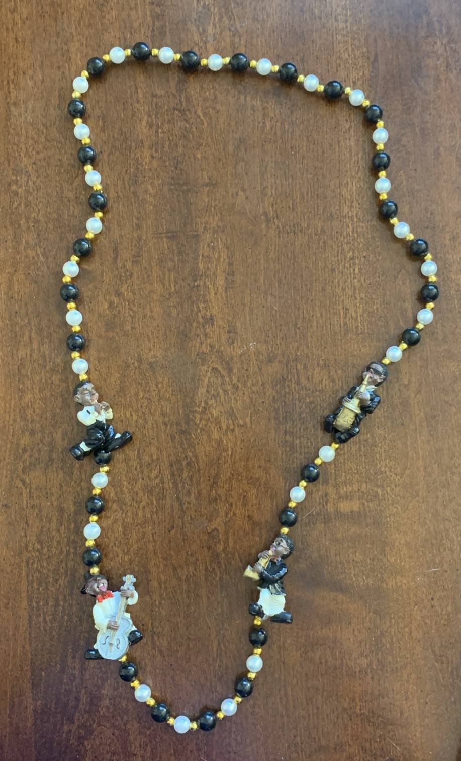 VTG MGI MARDI GRAS Festival Beads With Jazz Musicians 40” Necklace