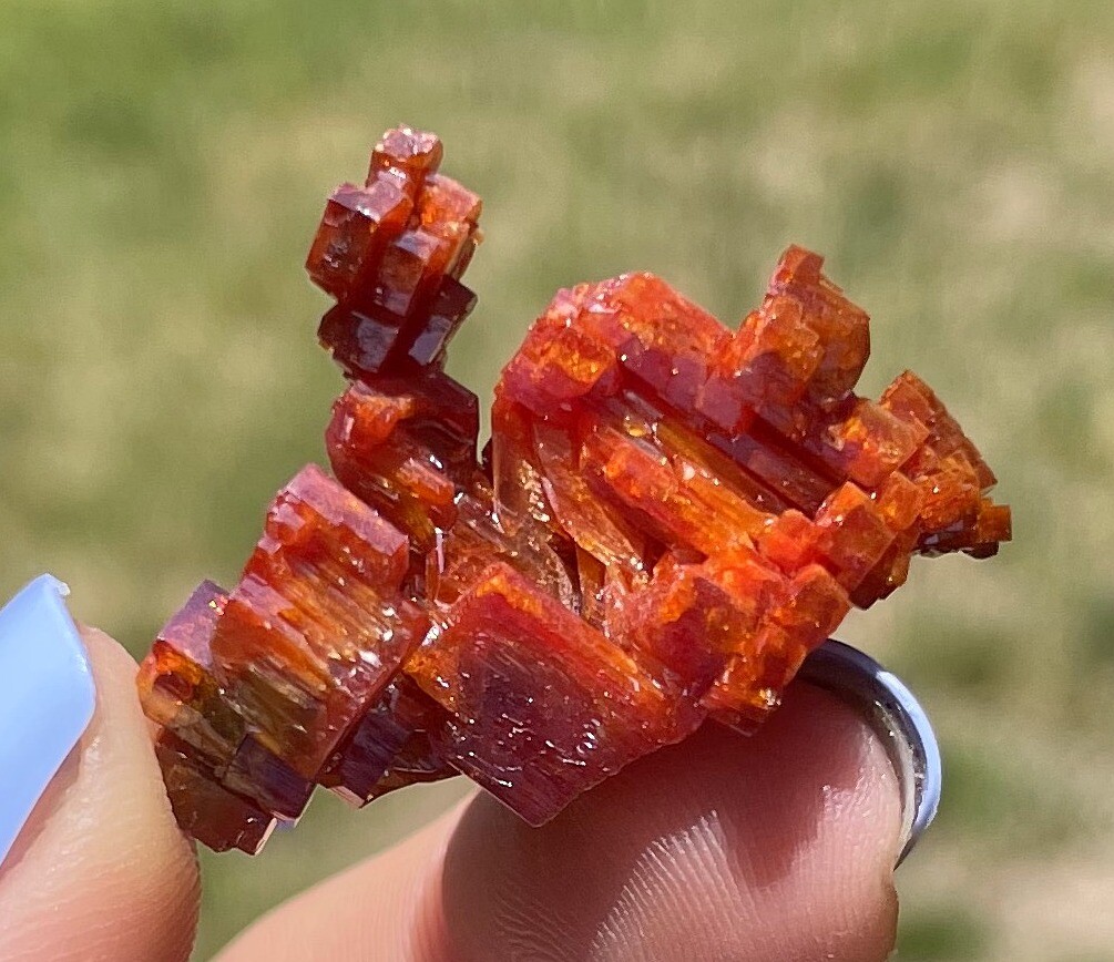 Vanadinite Large Bright Skeletal Red Crystal From Morocco 3.1 Cms :}