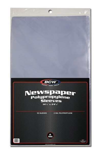 150 BCW 14 x 24 Newspaper Acid Free 2-Mil Clear Poly Sleeves 14×24 archival