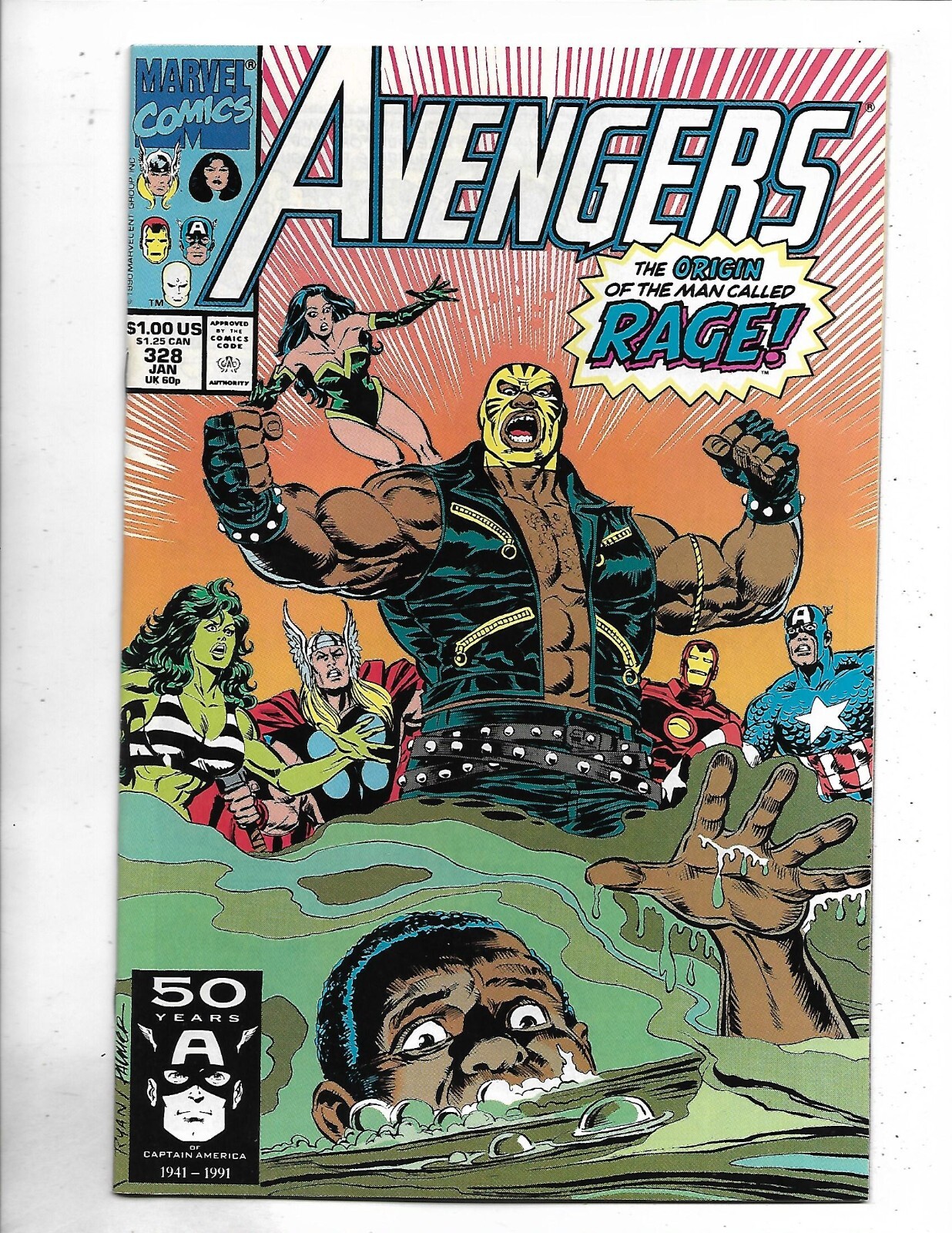 Avengers #328, 1991, NEAR MINT/MINT, 9.8, Stan Lee era classic, Modern Age