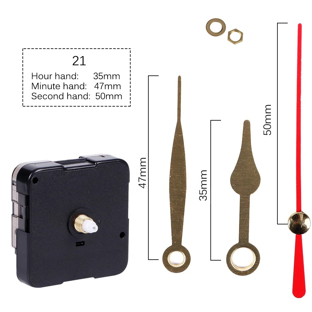 Silent Quartz Clock Movement Mechanism DIY Wall Repair Kit Long Shaft with Hand.