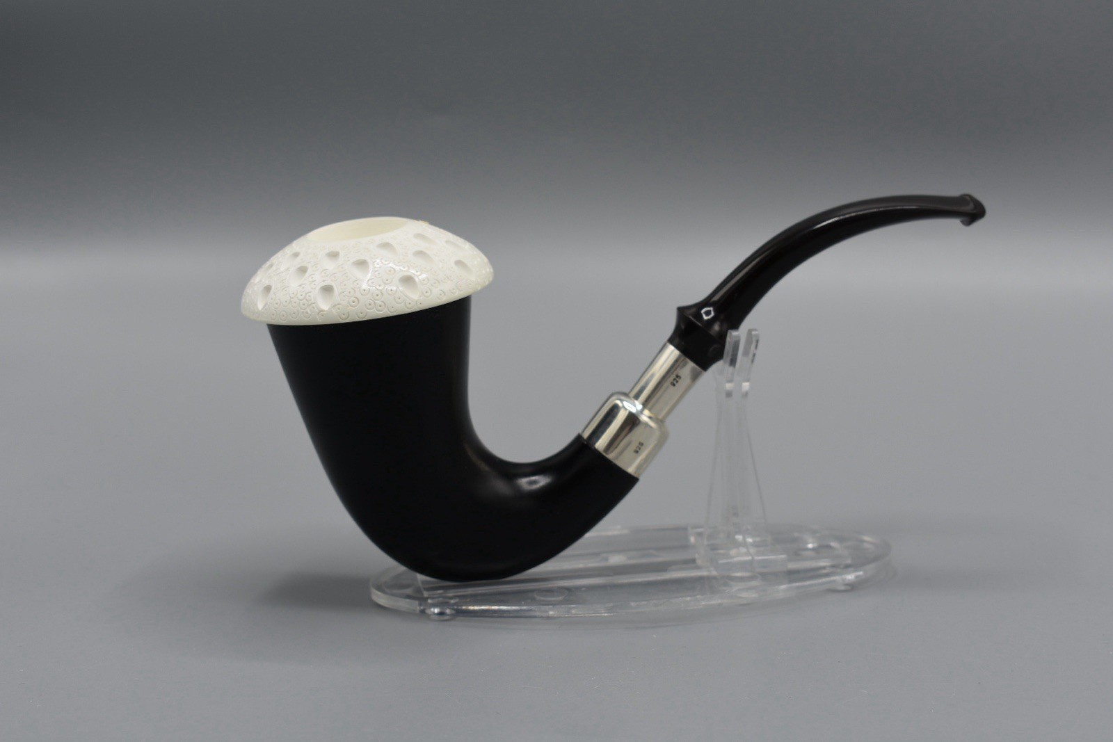 925 Sterling Silver Sherlock Pipe new-block Meerschaum Handmade W Case#358