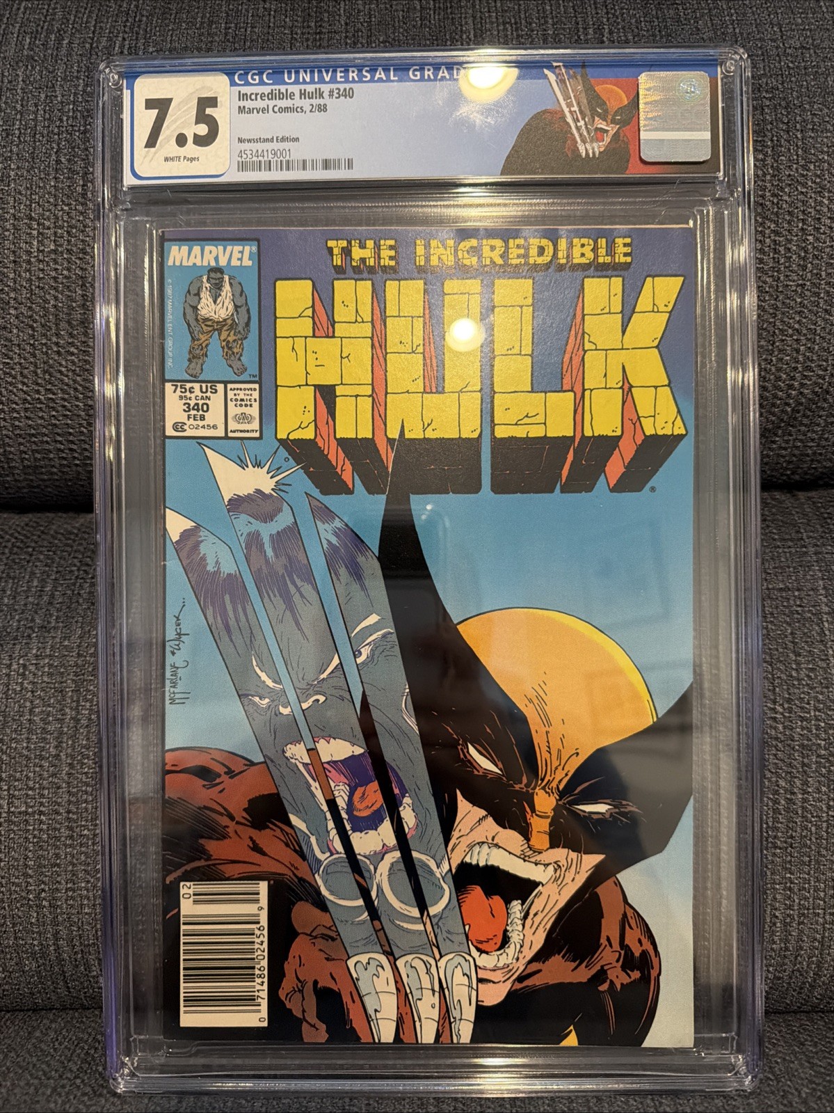 Incredible Hulk #340, 1988, CGC 7.5, McFarlane Cover, Retired Custom Label! 🔥