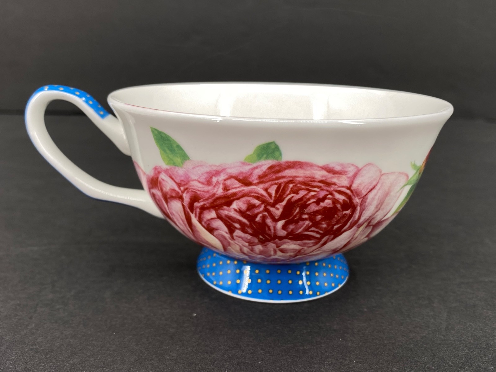 Stechcol Gracie Bone China Teacup Roses Polka Dots