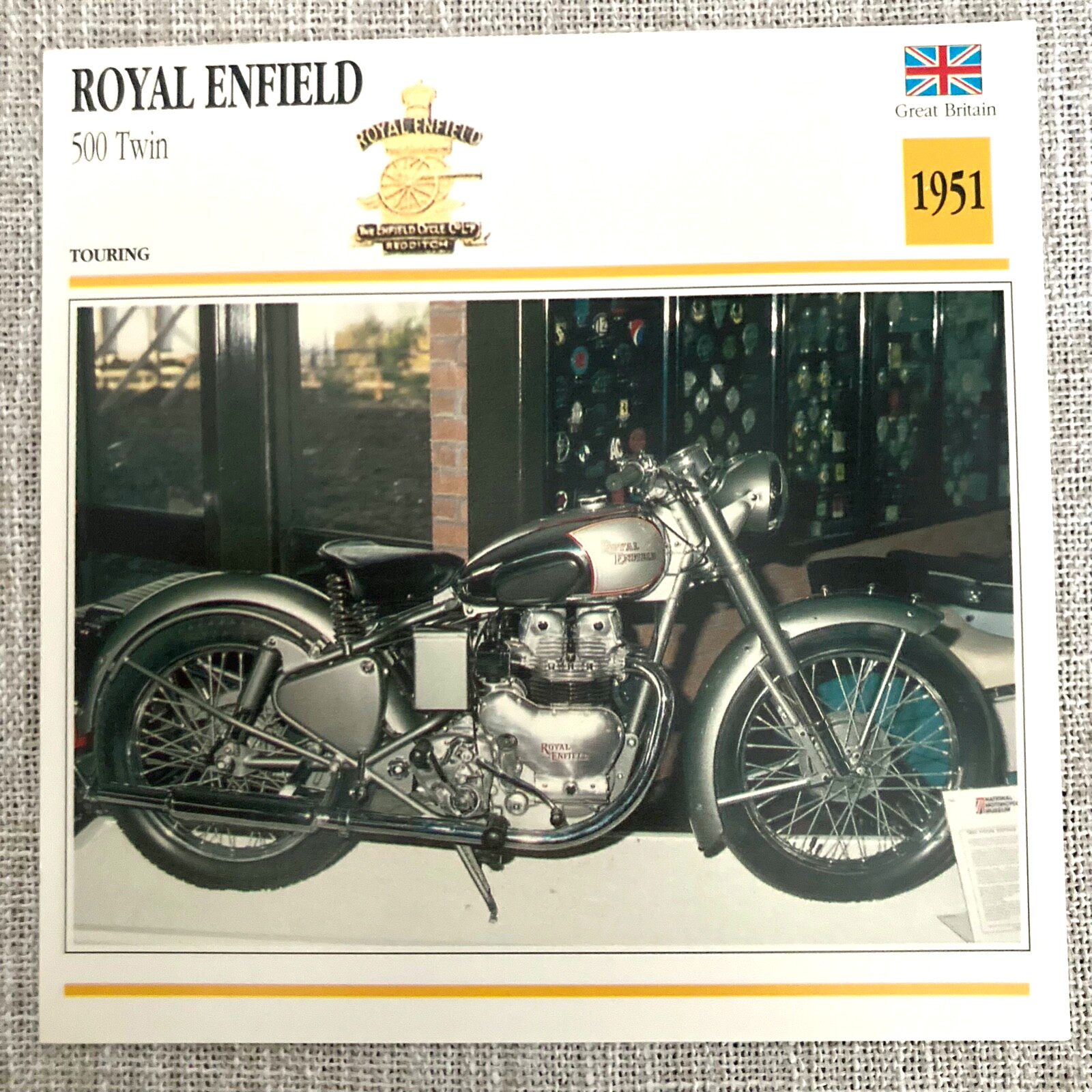 Royal Enfield 500 Twin Touring 1951 Great Britain Edito Atlas Motorcycle Card