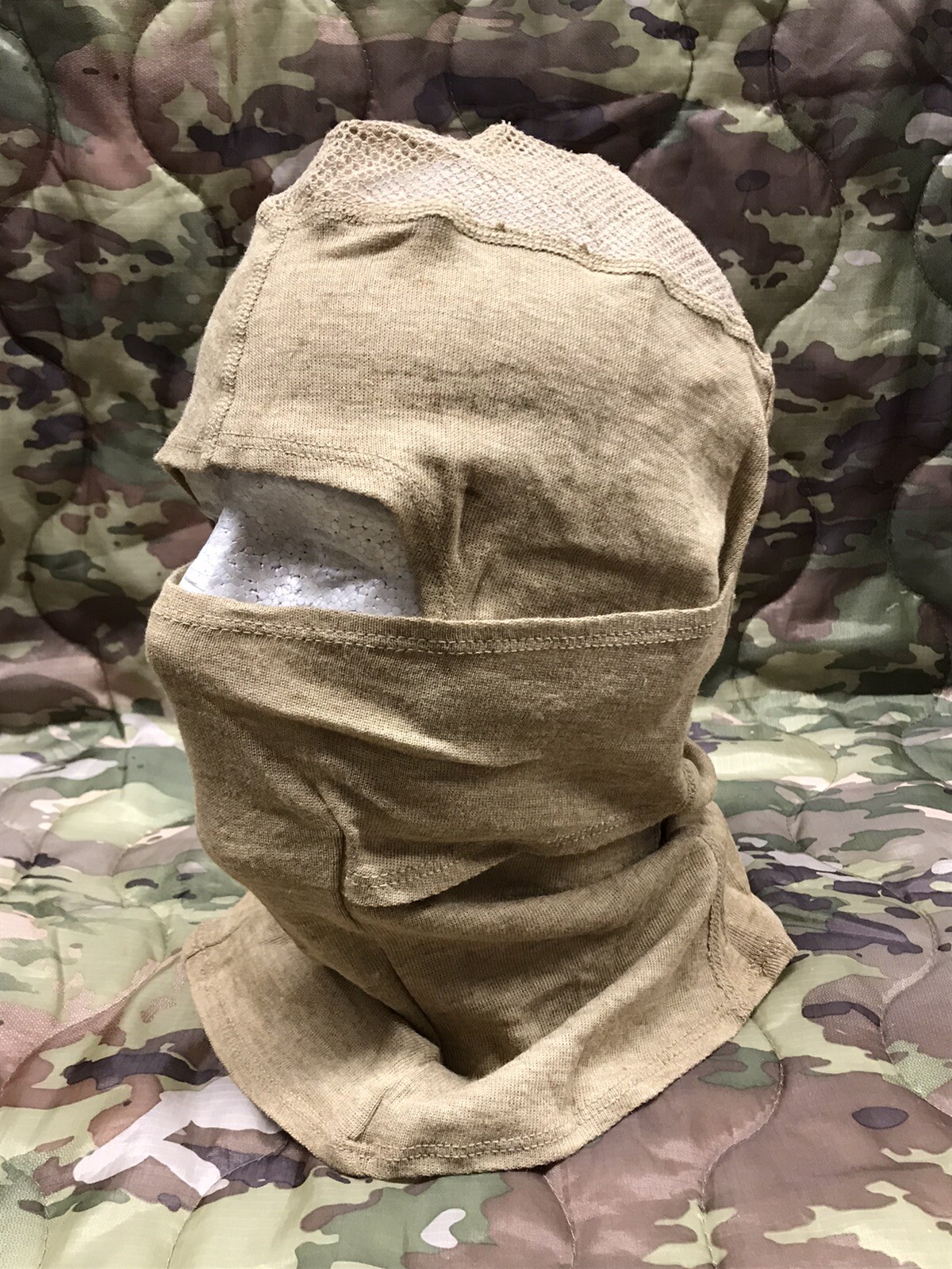 USMC Frog Balaclava Fire Resistant Protective Face Shield Tan Small / Medium NOS