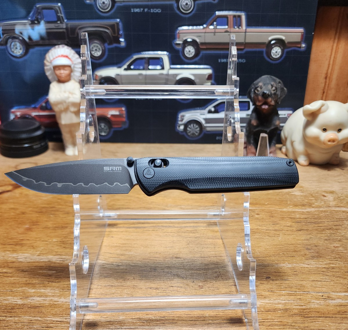 SRM 258L-GT2 140cr blade, Black G10 handle, Murdered Out Scale Swap Custom