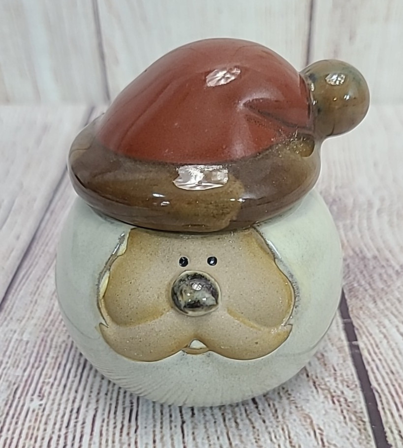 Kirkland’s Potters Garden Santa Head Tealight Holder Trinket Jar Glazed 3.25″
