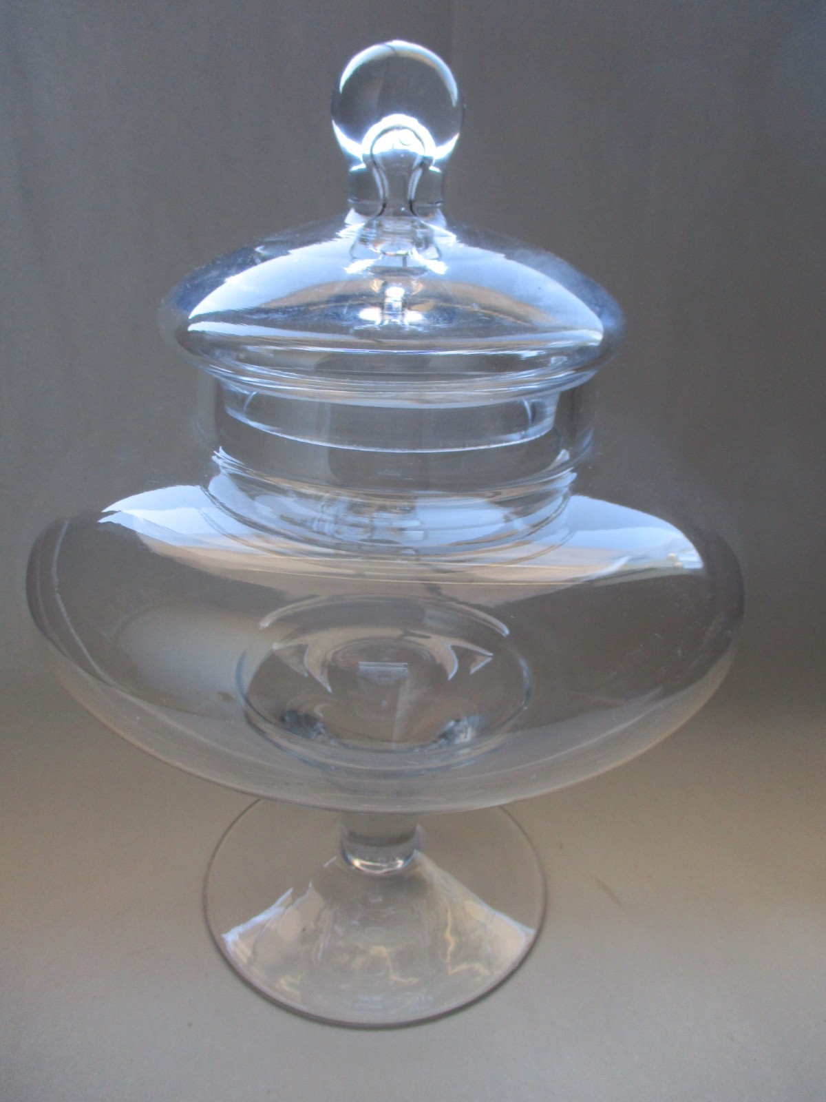 CYS Excel vintage Hand Blown Clear Glass LRG 10″ Apothecary Jar candy dish & Lid