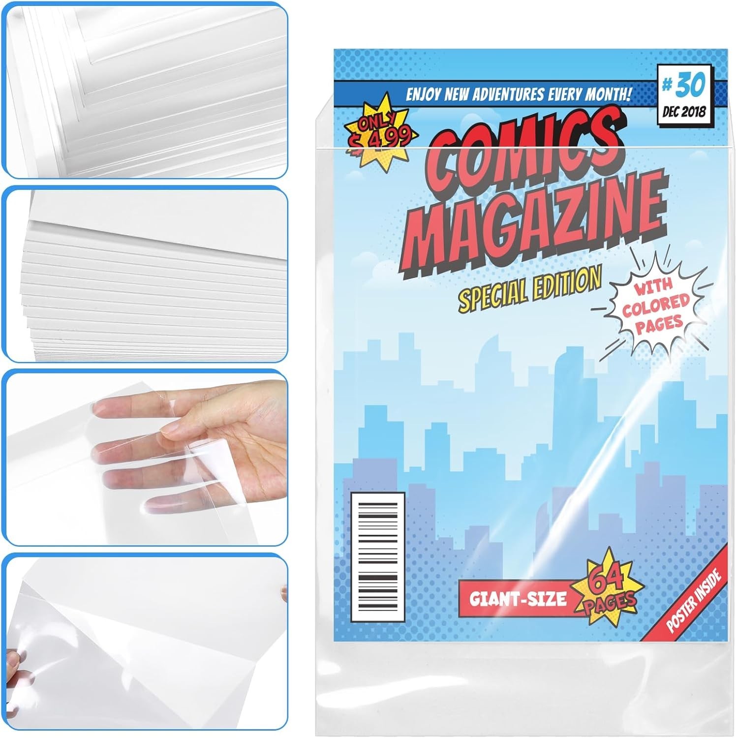 25 Sets Current Size Comic Book Bags and Boards VOKOY Sets Reusable Transparent
