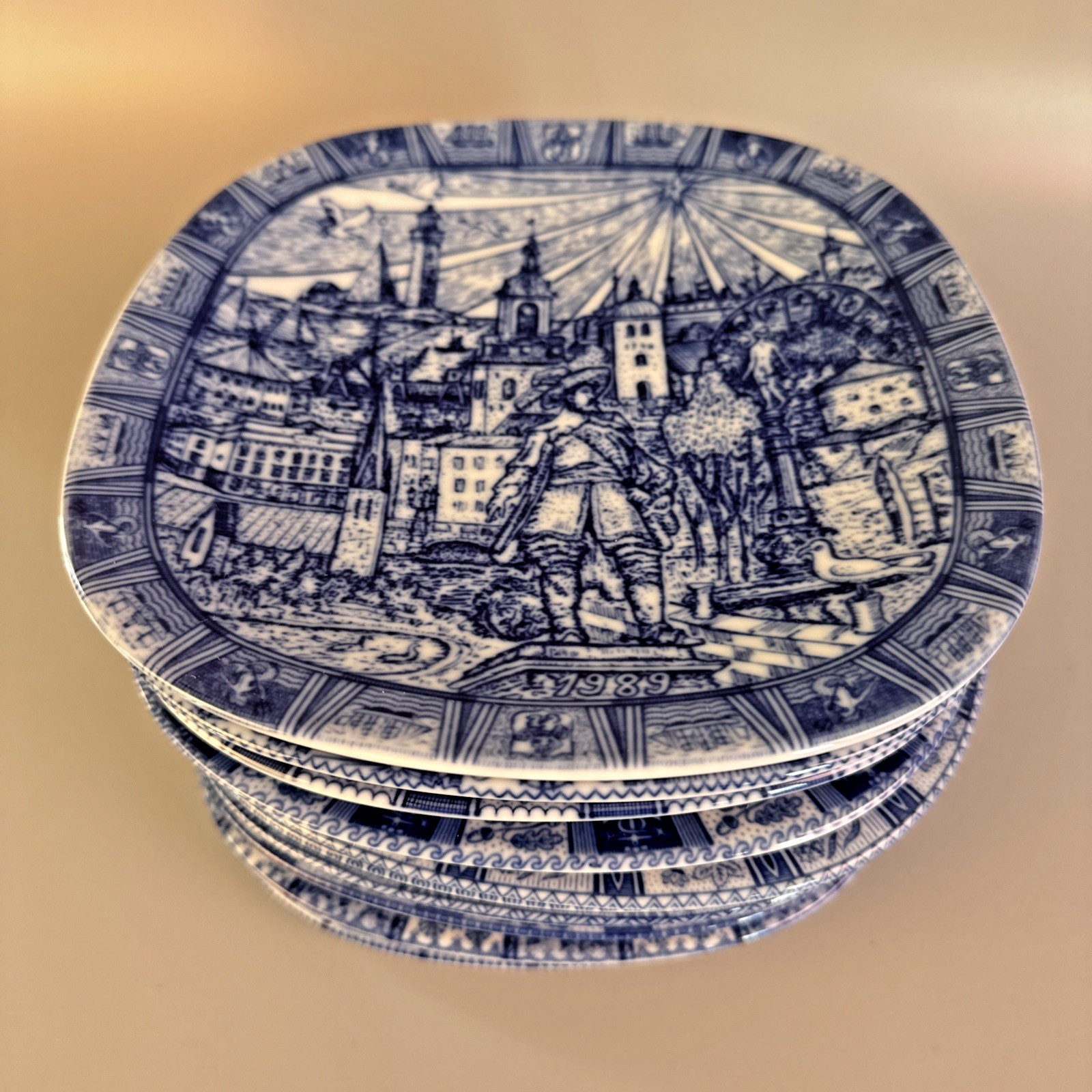 JULEN RORSTRAND Plates Lot Of 10 Sweden – Blue White Limited Edition 1980 – 89