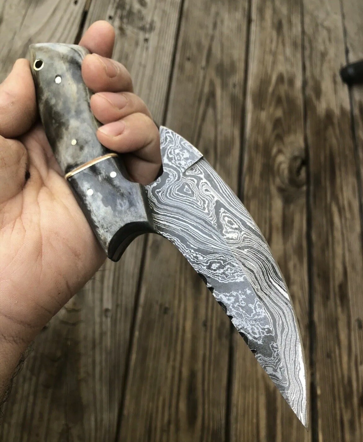 9″Damascus Knife Damascus Hunting Knife Damascus Skinner Knife Camel Bone Handle