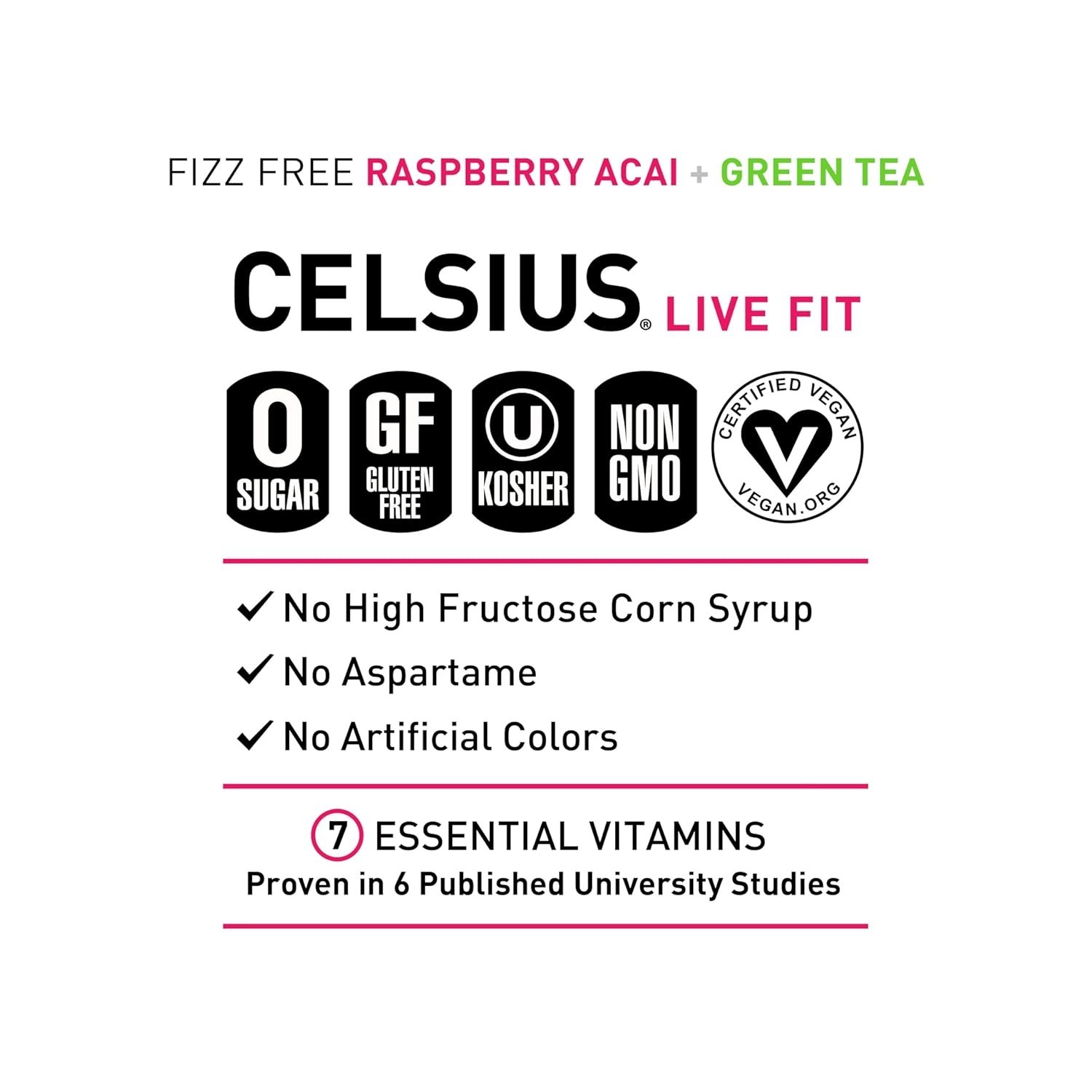 Ultimate Pre-Workout Raspberry Acai Green Tea Energy Drink – 12 Pack of 12 Fl Oz
