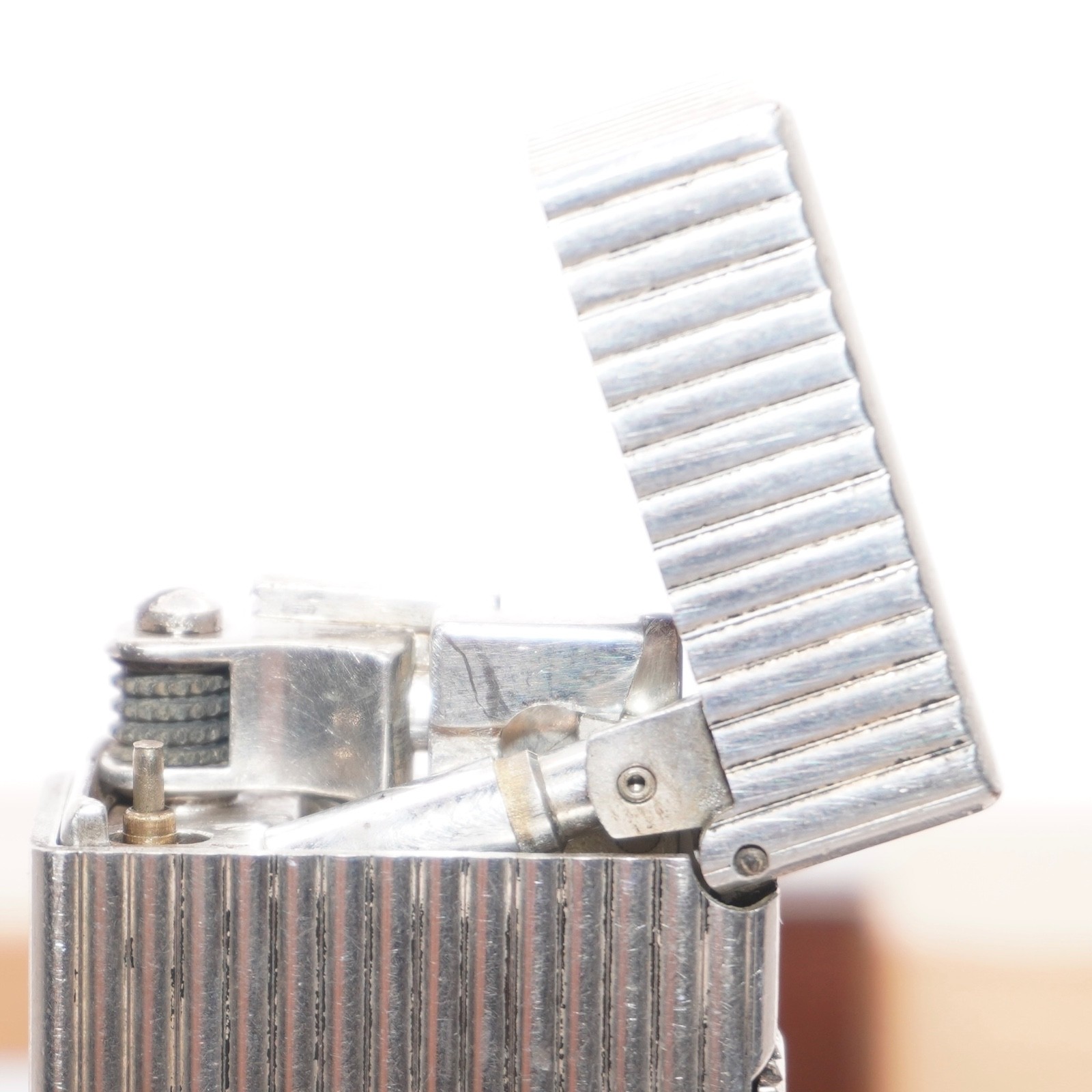 Dunhill Lighter Silver Stripe Pattern-Ultrasonically cleaned_Working