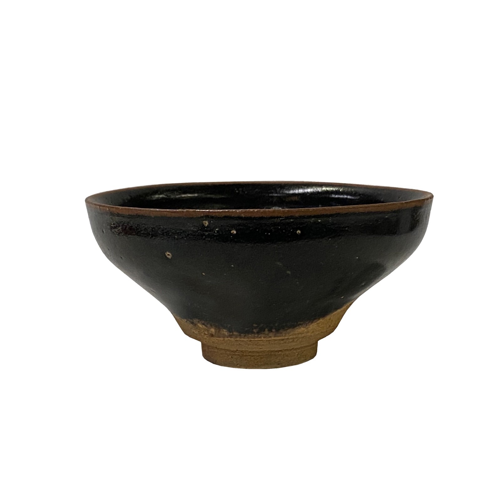 Chinese Jianye Clay Matte Bronze Black Glaze Decor Bowl Display Art ws3319