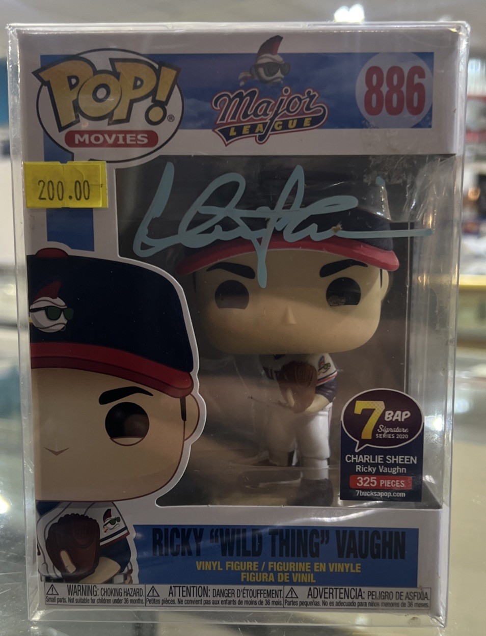 Charlie Sheen Signed Major League Ricky Vaughn Funko Pop JSA COA