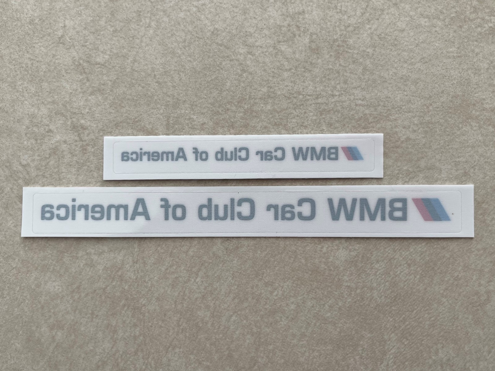 2 BMW Car Club Of America Member CCA M Stripe Inside Window Cling Decals