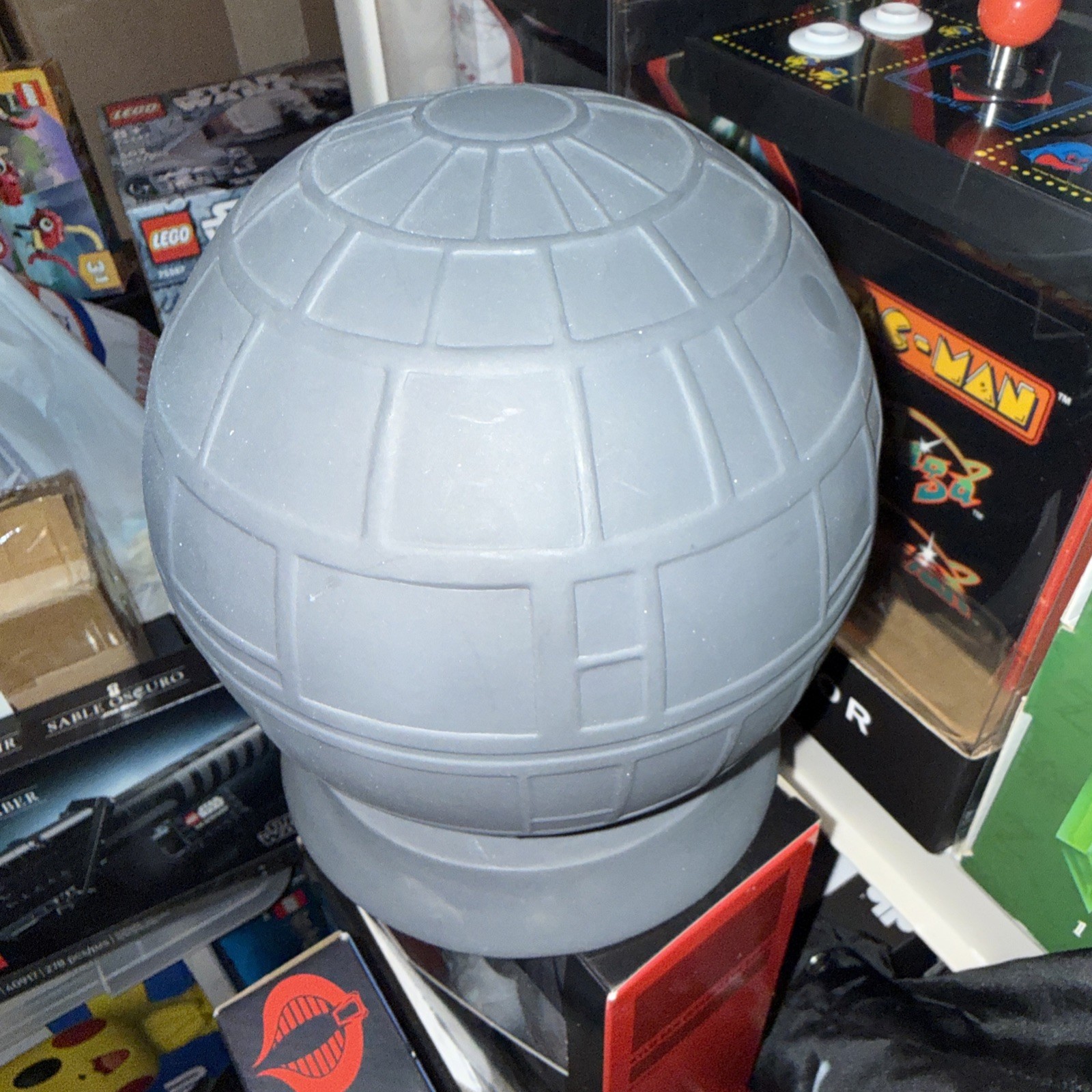 Star Wars “DEATH STAR” Plastic Figural Bank Dark Gray No Coin Slot