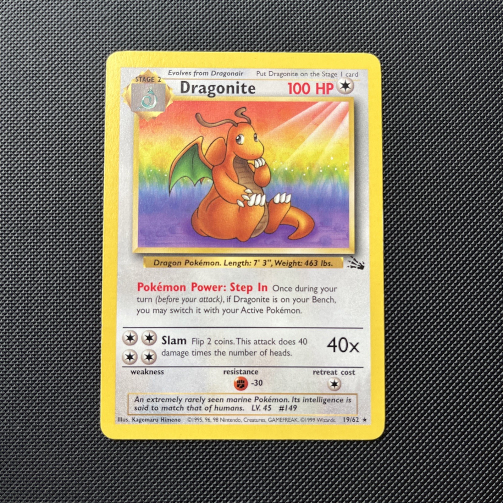 Pokémon TCG Dragonite Fossil Set 19/62 LP
