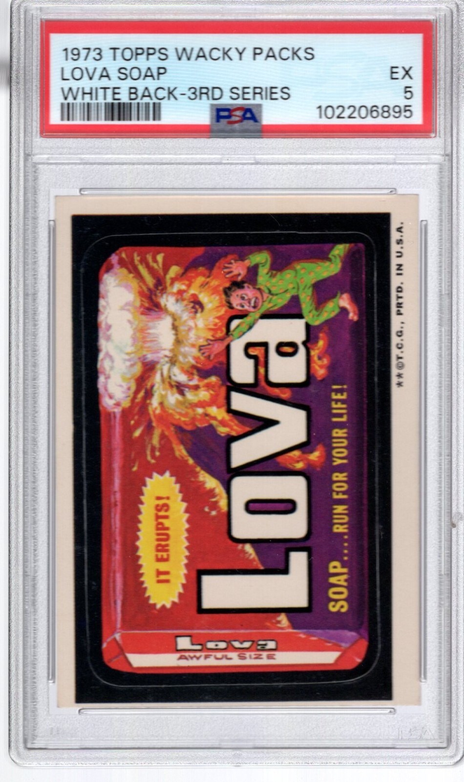 1973 Topps Wacky Packs LOVA SOAP PSA 5 EX Series 3 Packages rare WHITE BACK