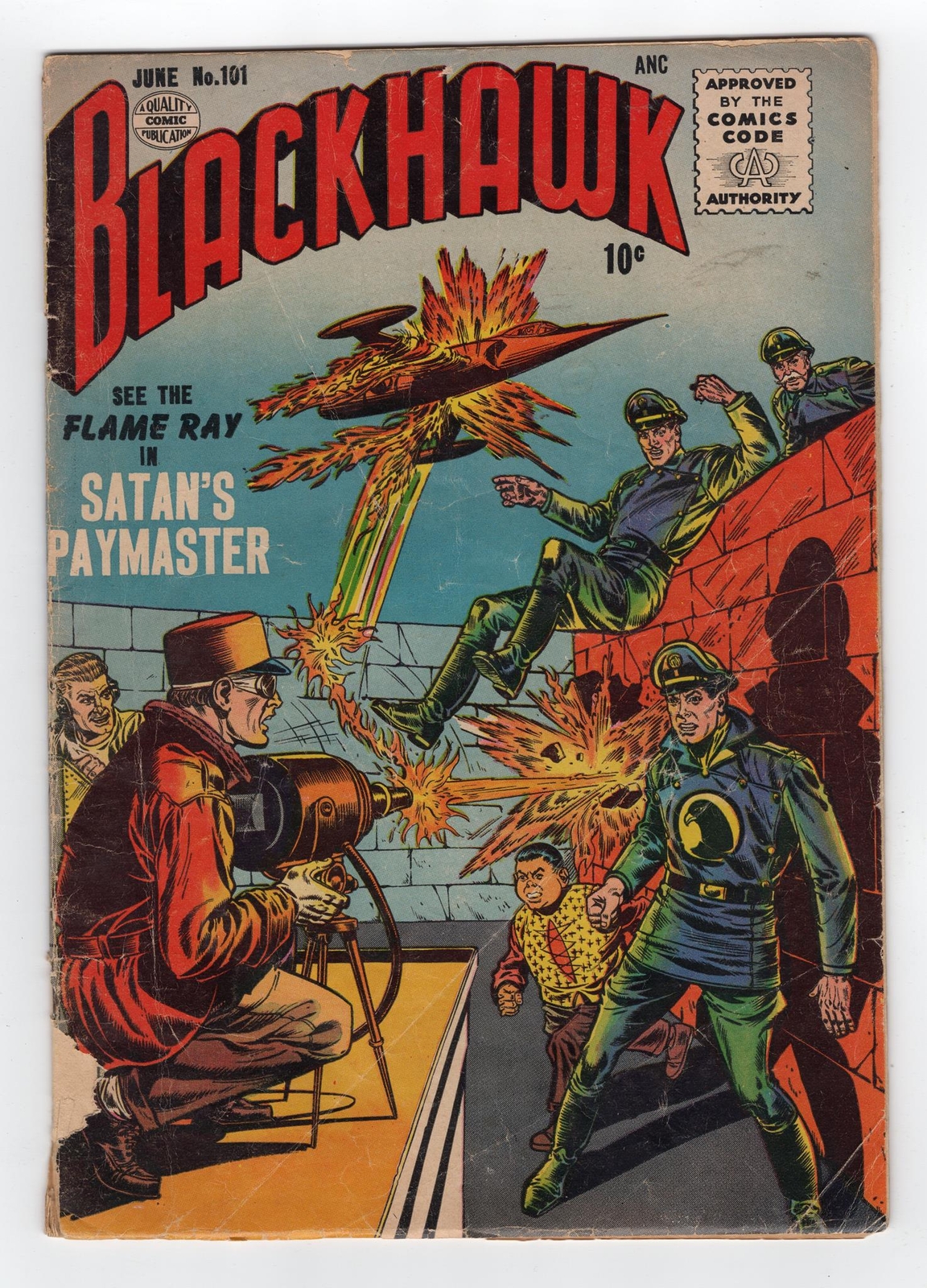 1956 DC BLACKHAWK #101 DEATH OF THE RED BARON + BARON ZEI PAYMASTER APP KEY RARE