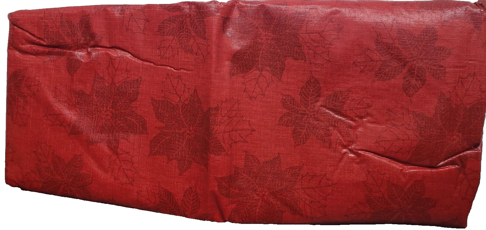 Peva Vinyl Tablecloth, 60″ Round, CHRISTMAS POINSETTIA FLOWERS ON BURGUNDY, HH