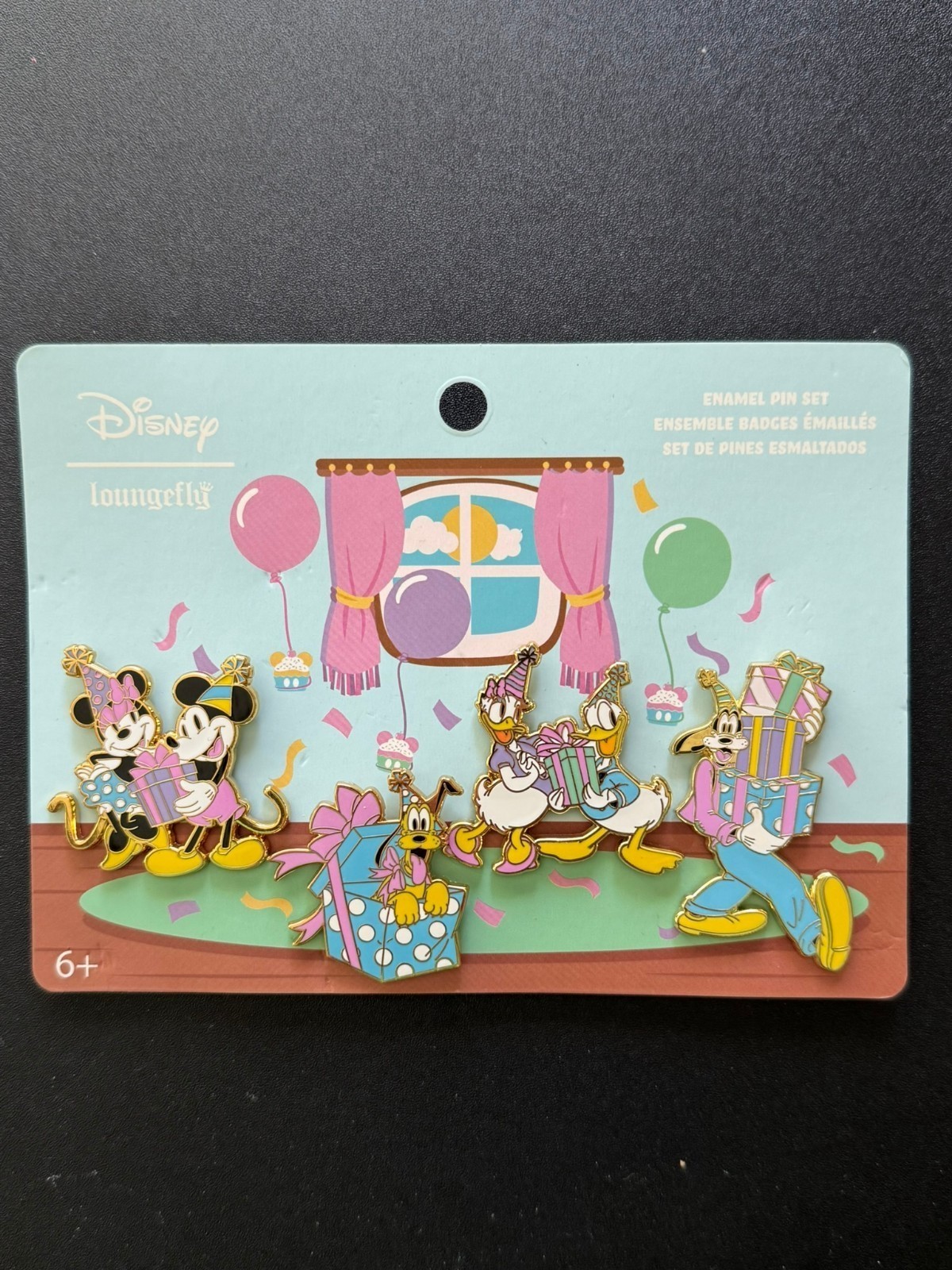 Disney Loungefly Mickey Mouse & Friends Birthday Party Celebration 4pc Pin Set