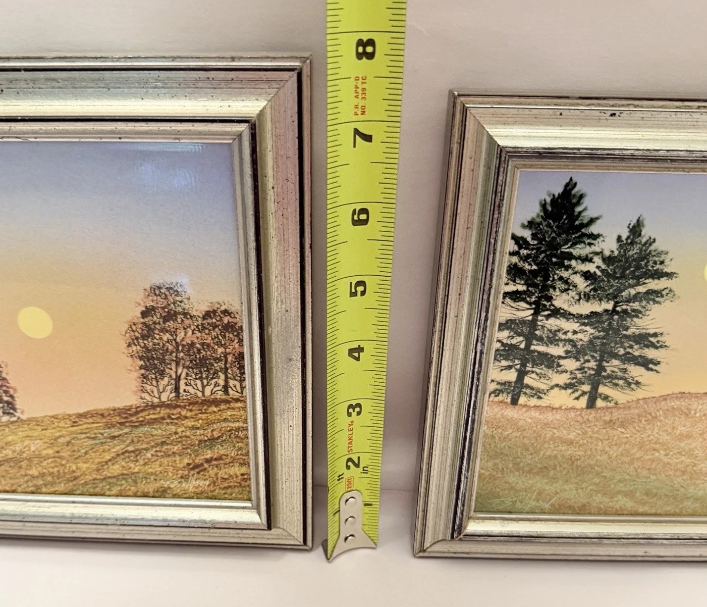 Frank S. Wilson Hand Painted Ceramic Tile Wall Art Moon Landscape Lodge USA VTG