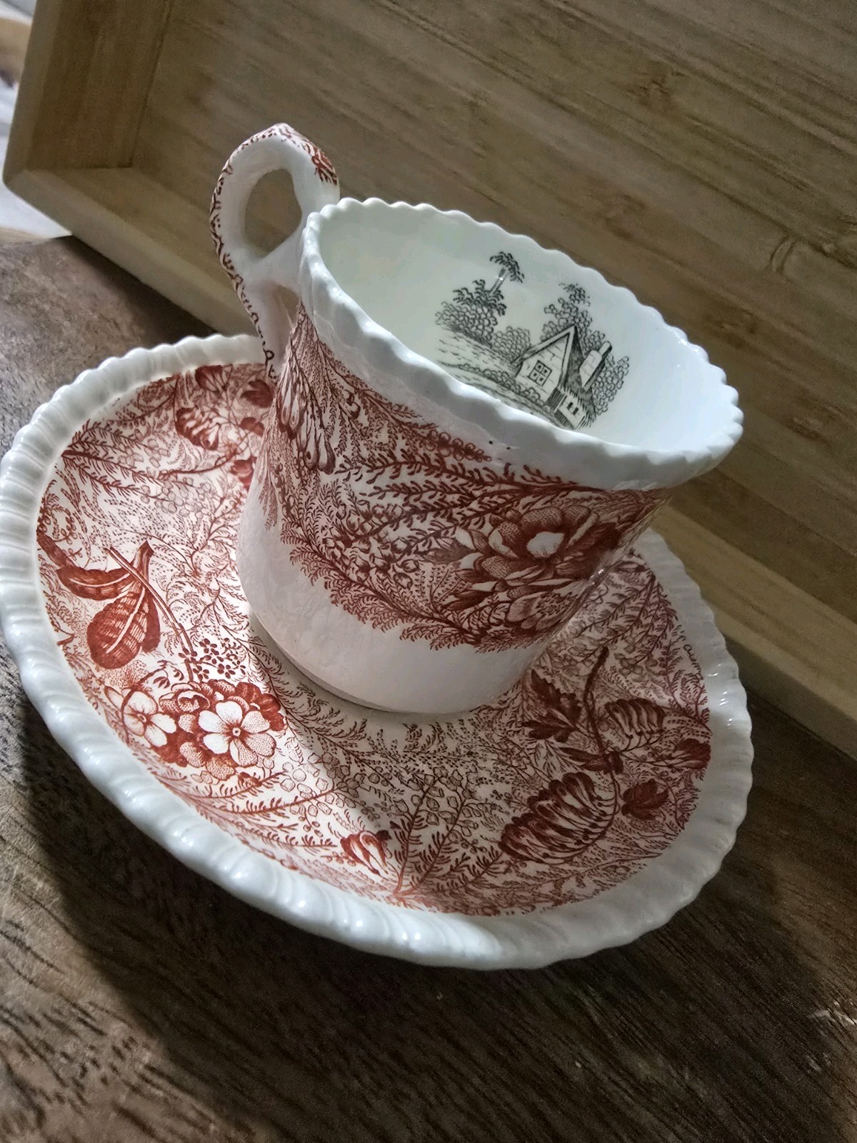 COPELAND SPODE Spode’s Tower – Pink Demitasse Cup & Saucer Set Espresso