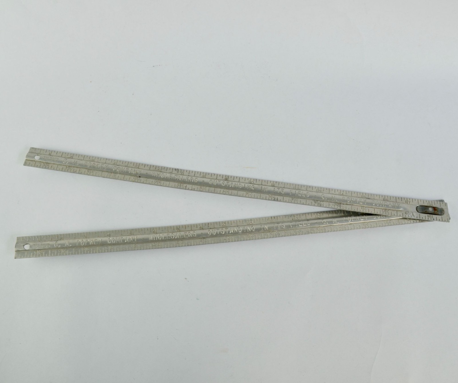 Vintage Klick Aluminum Yardstick G.M. Popkey Co Wholesalers Advertising Folding