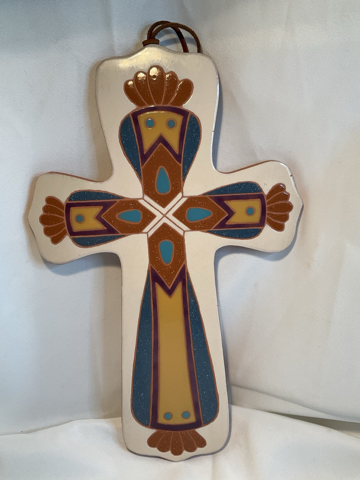 Hill Country Art Tile Ceramic Wall Decor 14”Beautiful Cross Signed Thrall 2005