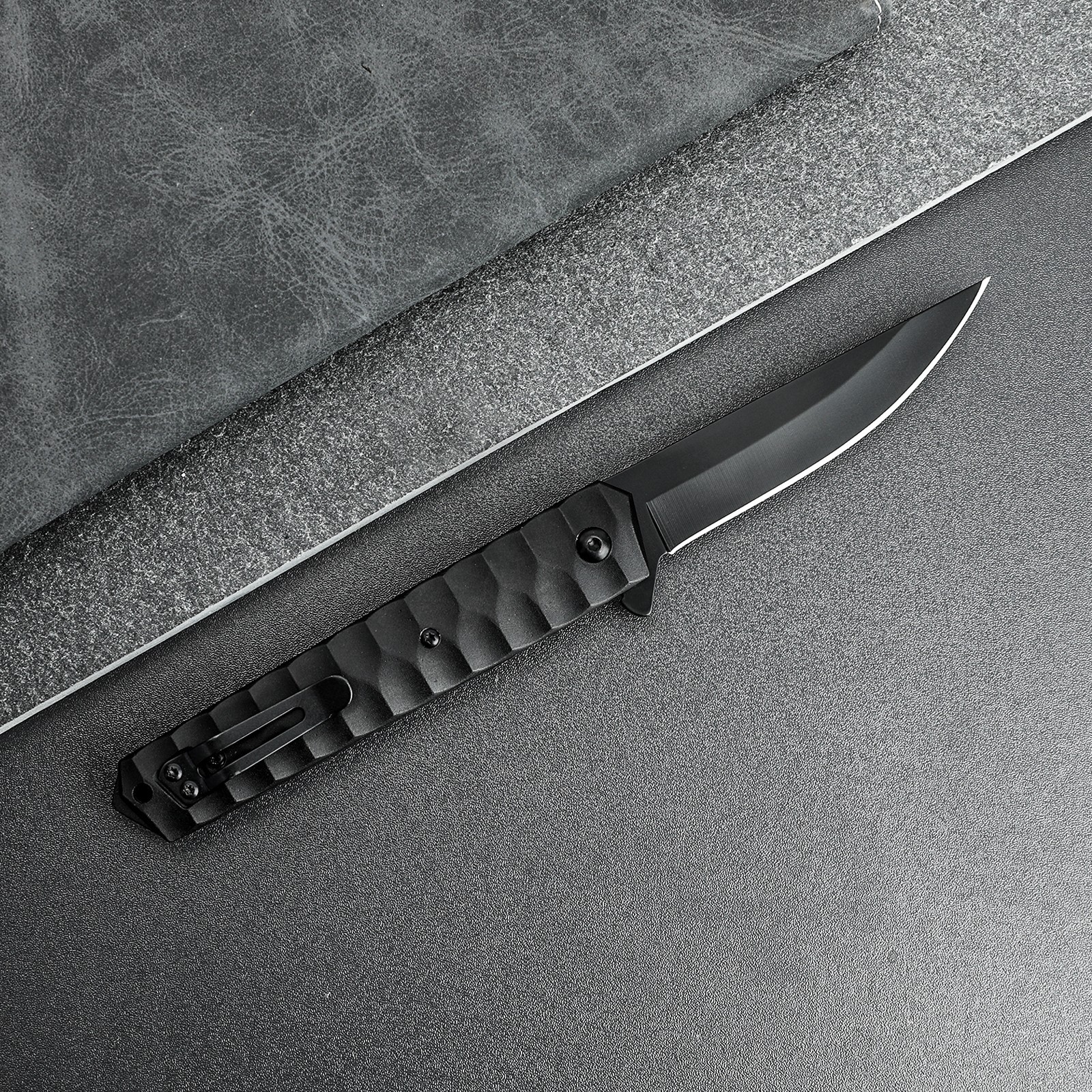 EDC Folding Knife – Ball Bearing Flip Open 3.54″ Tanto Blade Aluminum Handle