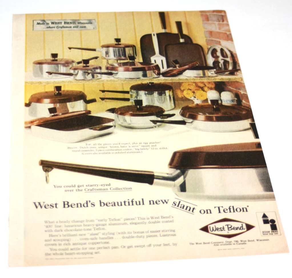 1964 West Bend Slant on Teflon Cookware Vintage Print Ad