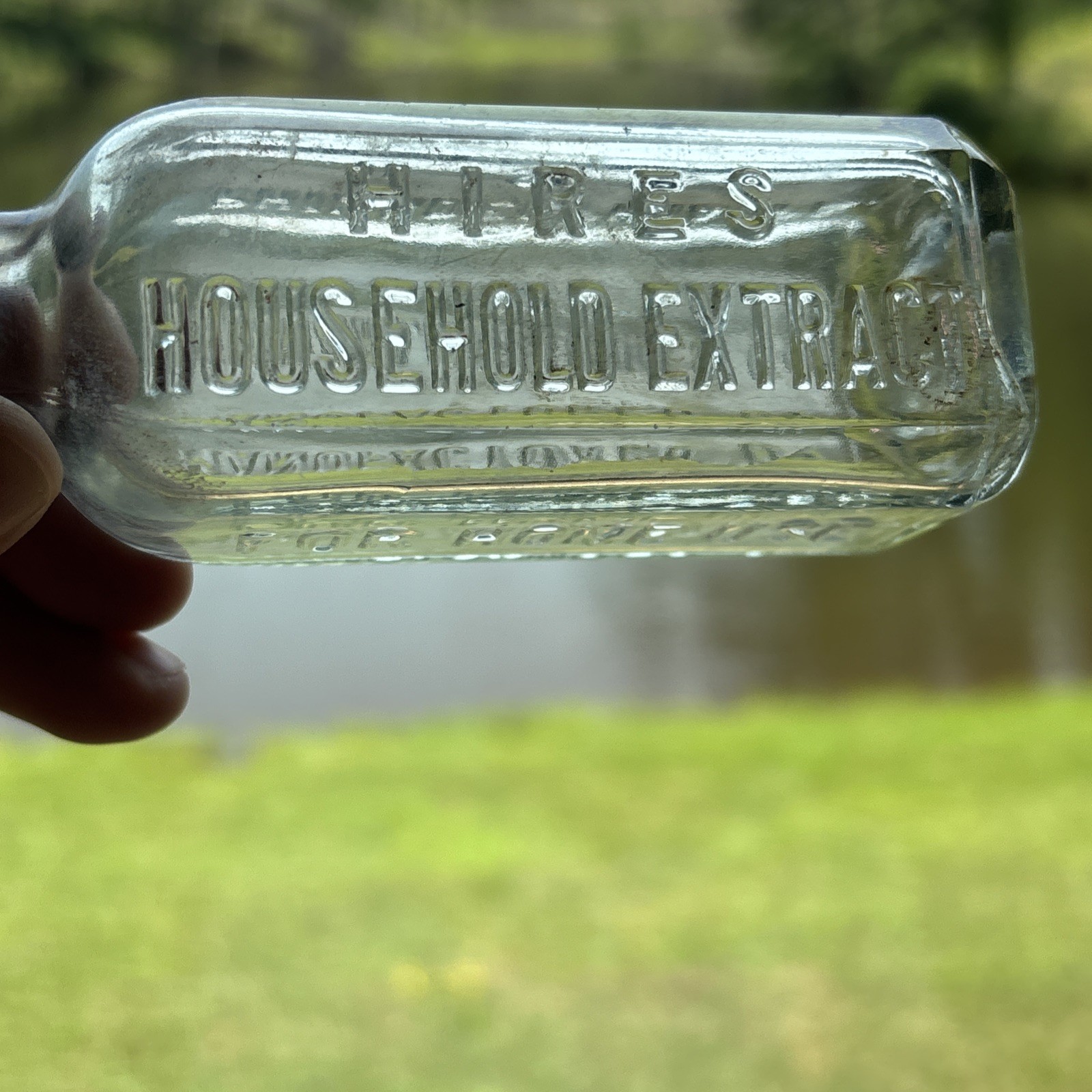 Hires Household Extract Embossed Bottle; Philadelphia PA