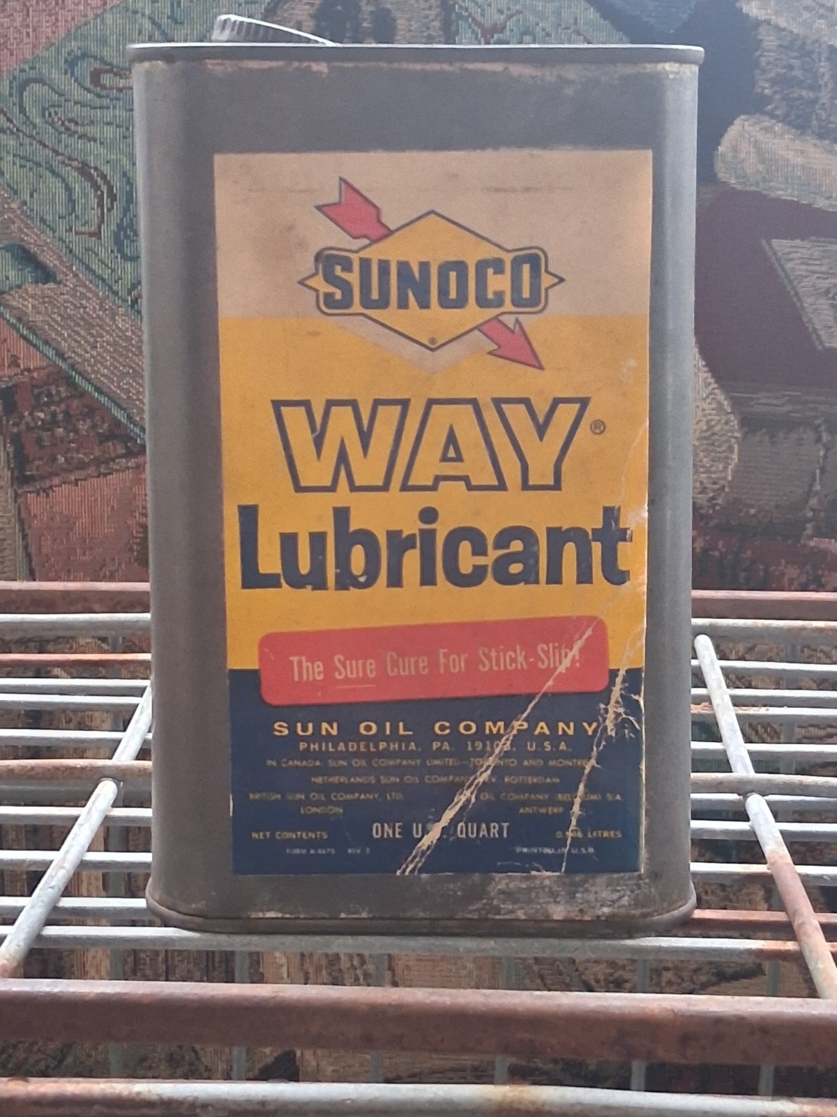 Vintage 1Qt SUNOCO Way Lubricant Motor Oil Tin Can full