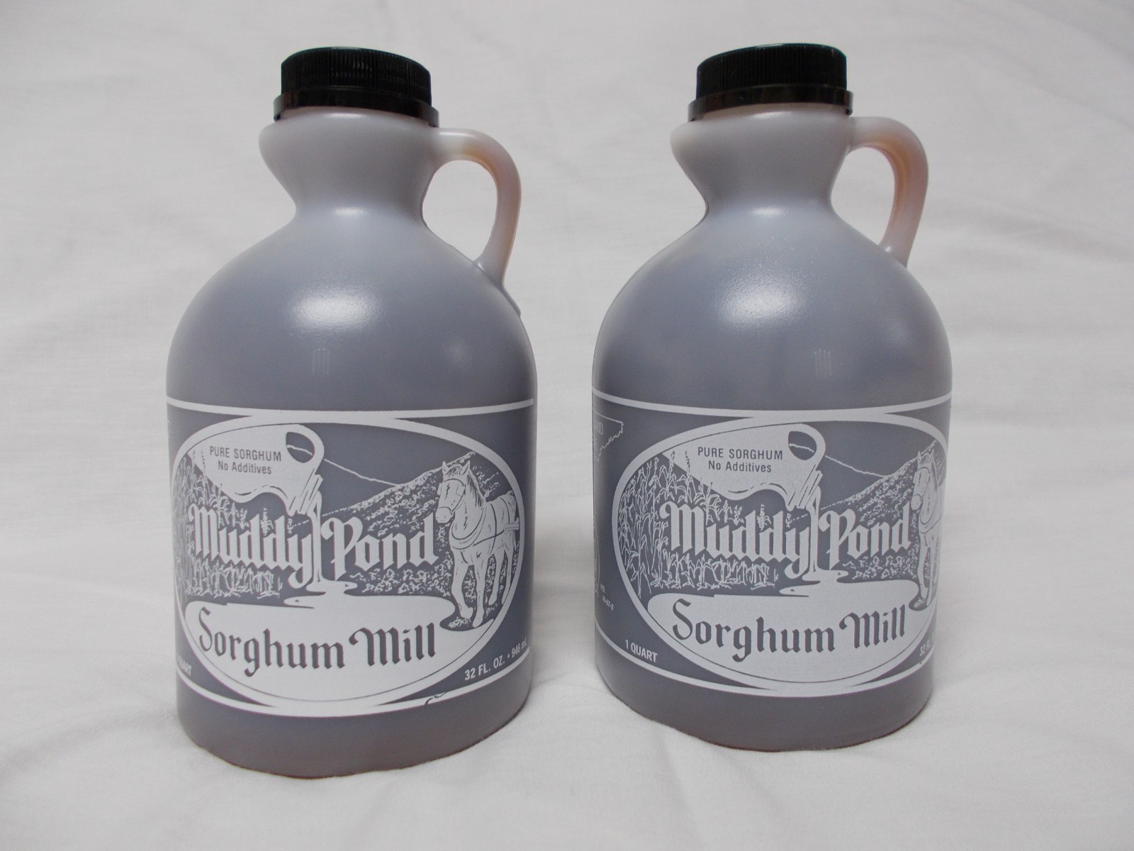 Muddy Pond Sorghum Quarts – 2 jugs sorghum syrup or molasses
