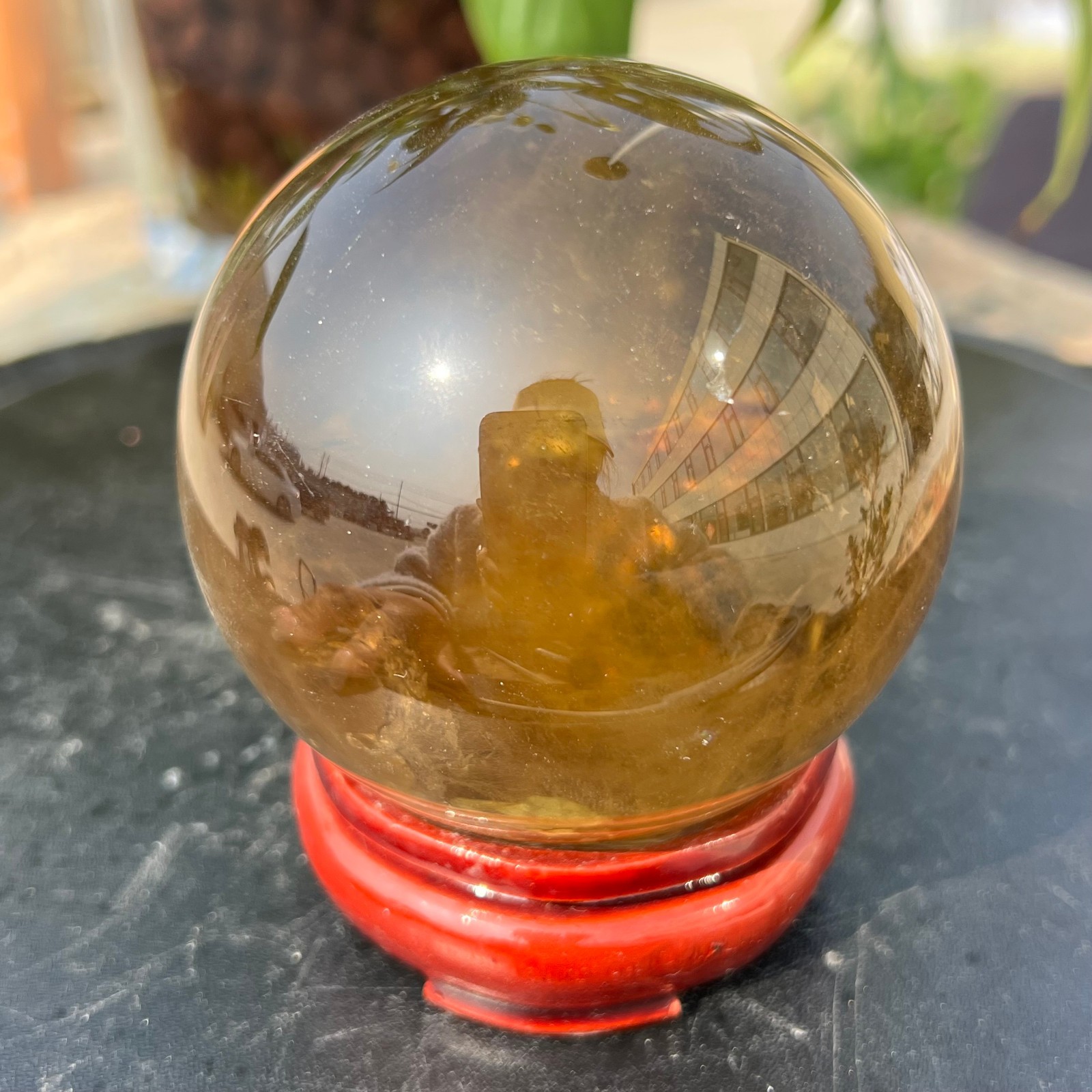 1.5LB Natural Smoky Quartz Crystal Sphere Polished Healing Ball Home Decor