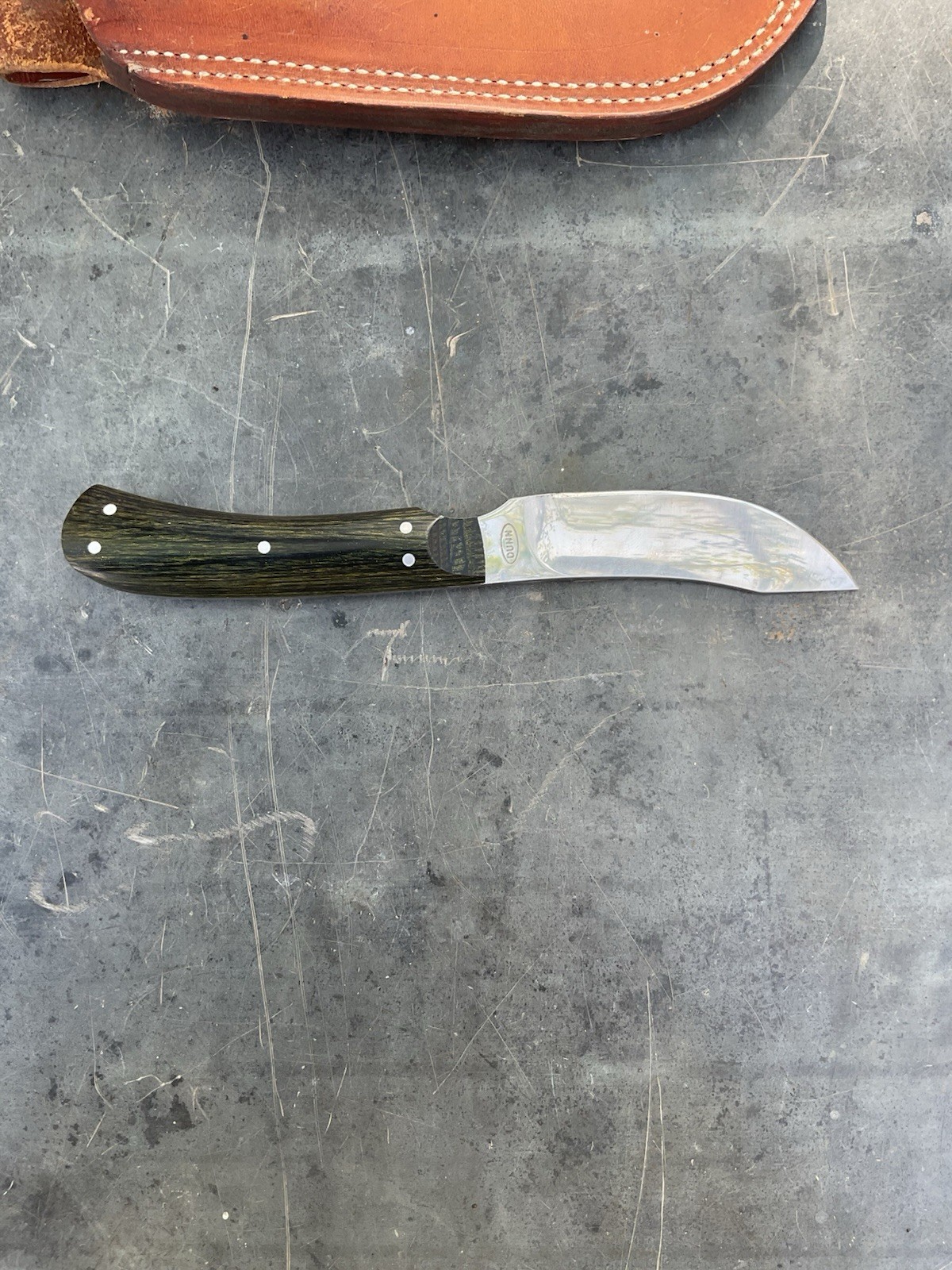 Dunn Custom Handmade Fixed Blade Hunter Skinner Knife w/ Leather Sheath