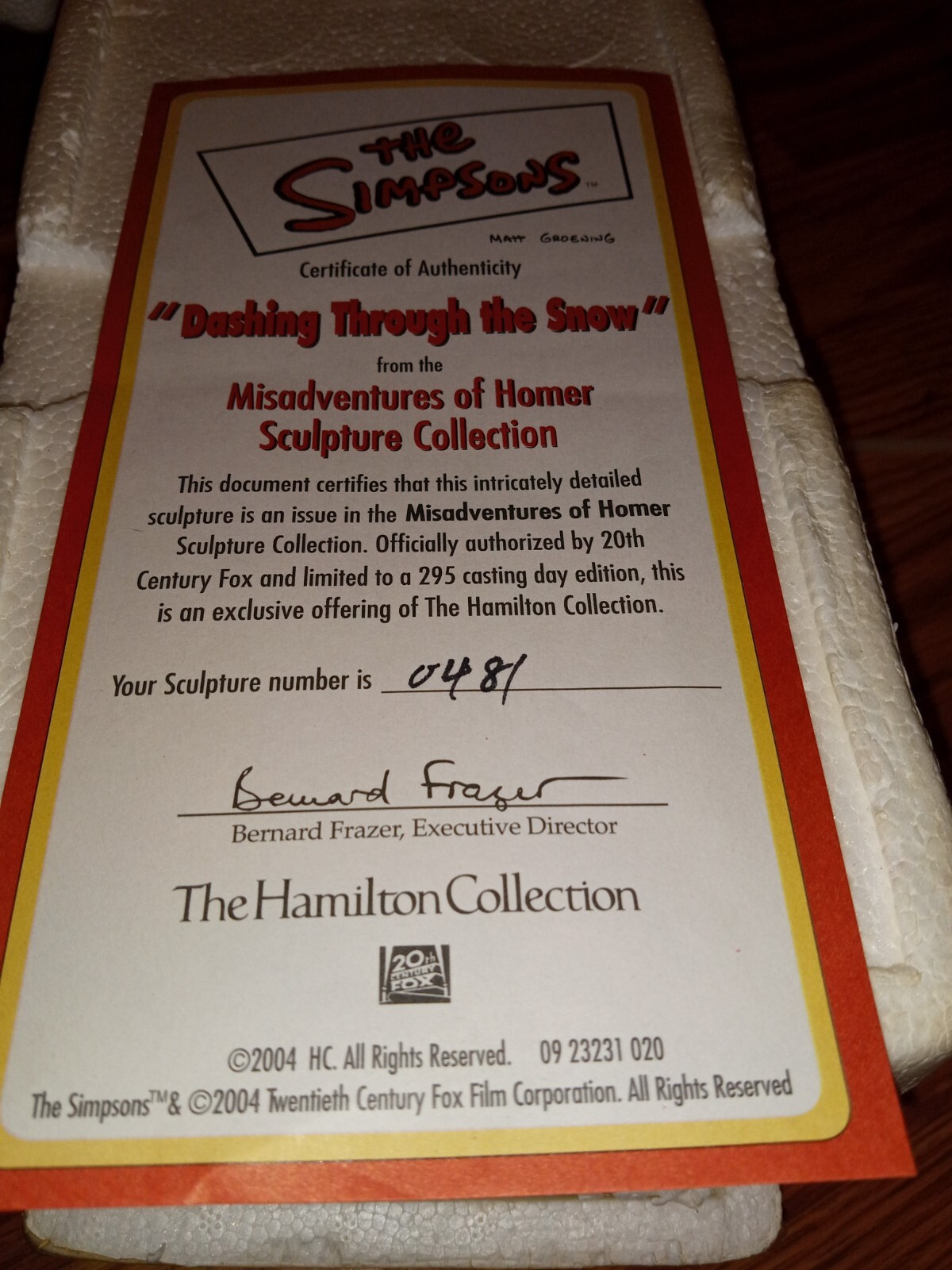 the simpsons hamilton collection, multiple pieces with letter of authenticity.