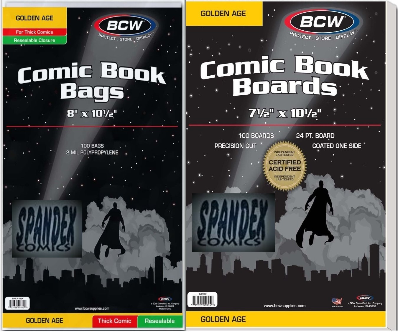 100 BCW Golden Resealable Thick 2-Mil Poly Comic Bags & Boards Acid Free Combo