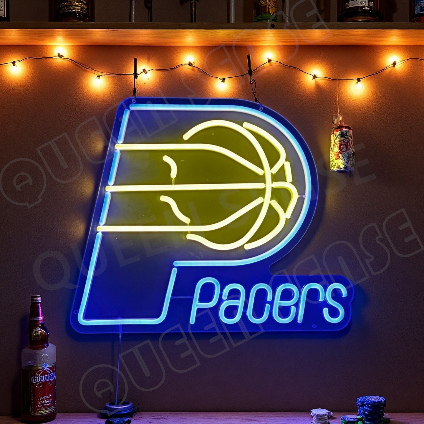 16″x14″ Indiana Pacers Man Cave LED Neon Sign With Dimmer USB Powered Light Gift