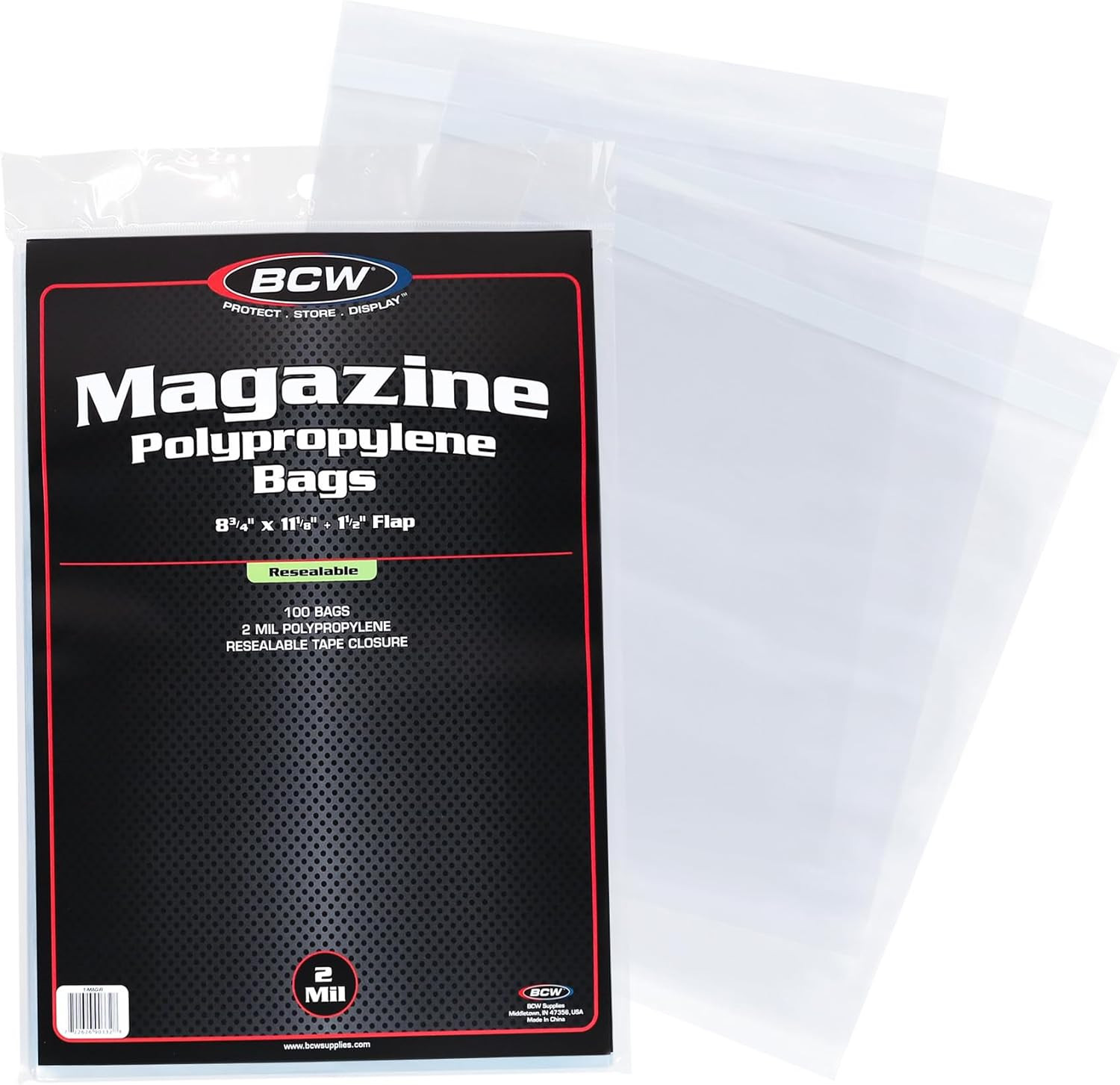 Resealable Magazine Bags – 1 Pack of 100 | Acid-Free, Clear Polypropylene Sleeve