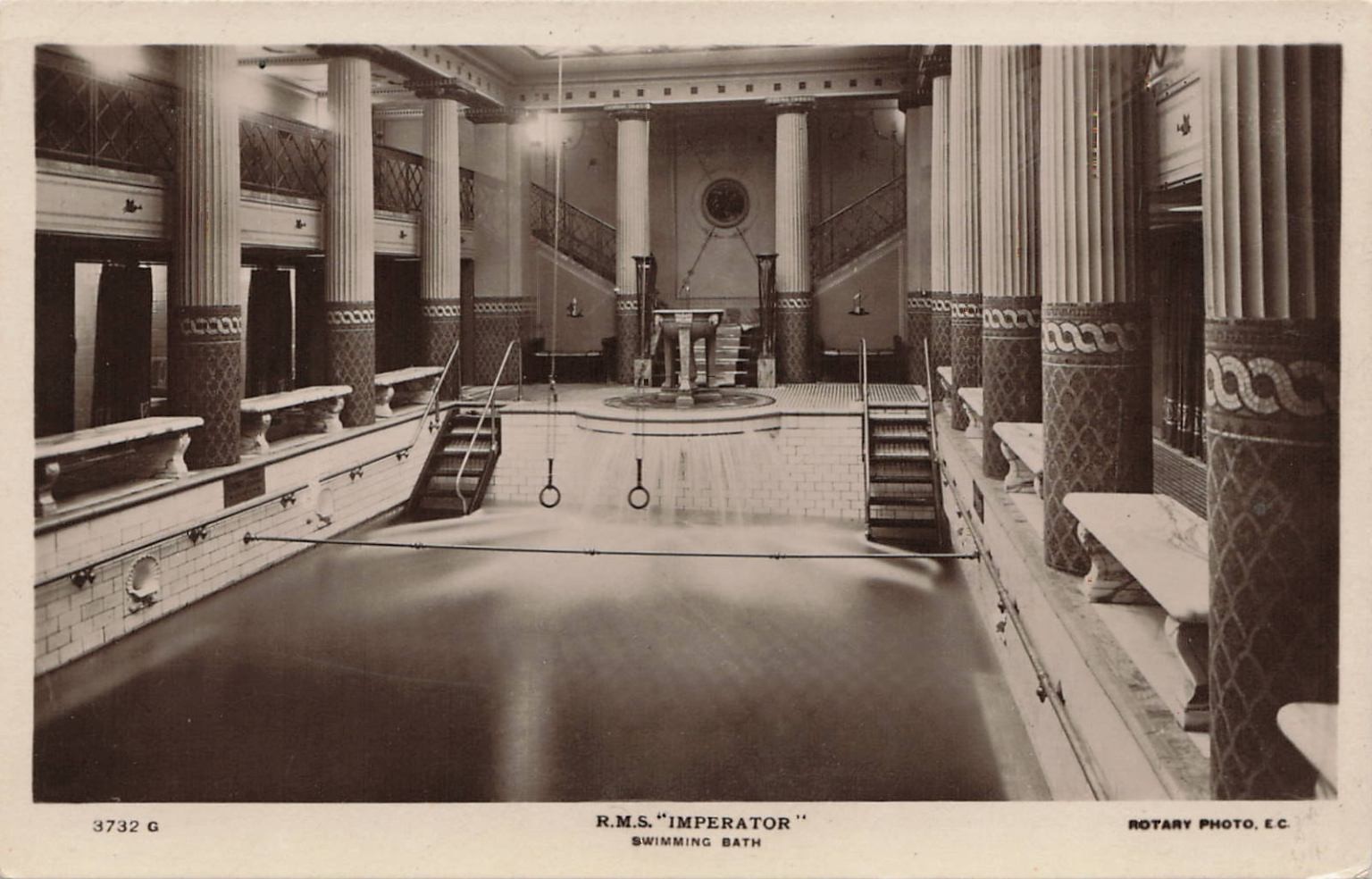 RMS Imperator Swimming Bath Real Photo Postcard c1912 Ocean Liner RPPC